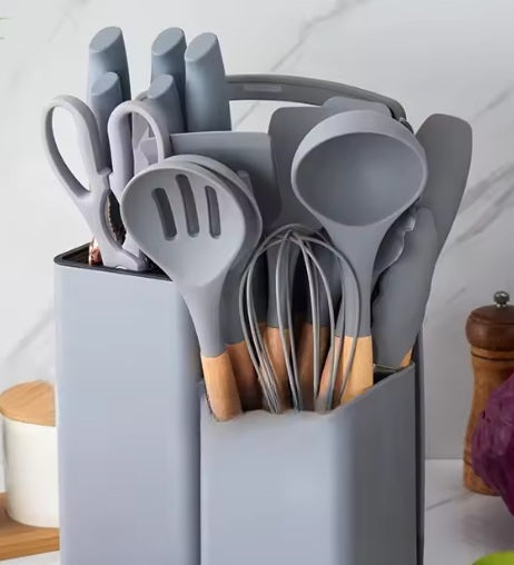 Set 18 Utensilios y Cuchillos de Cocina